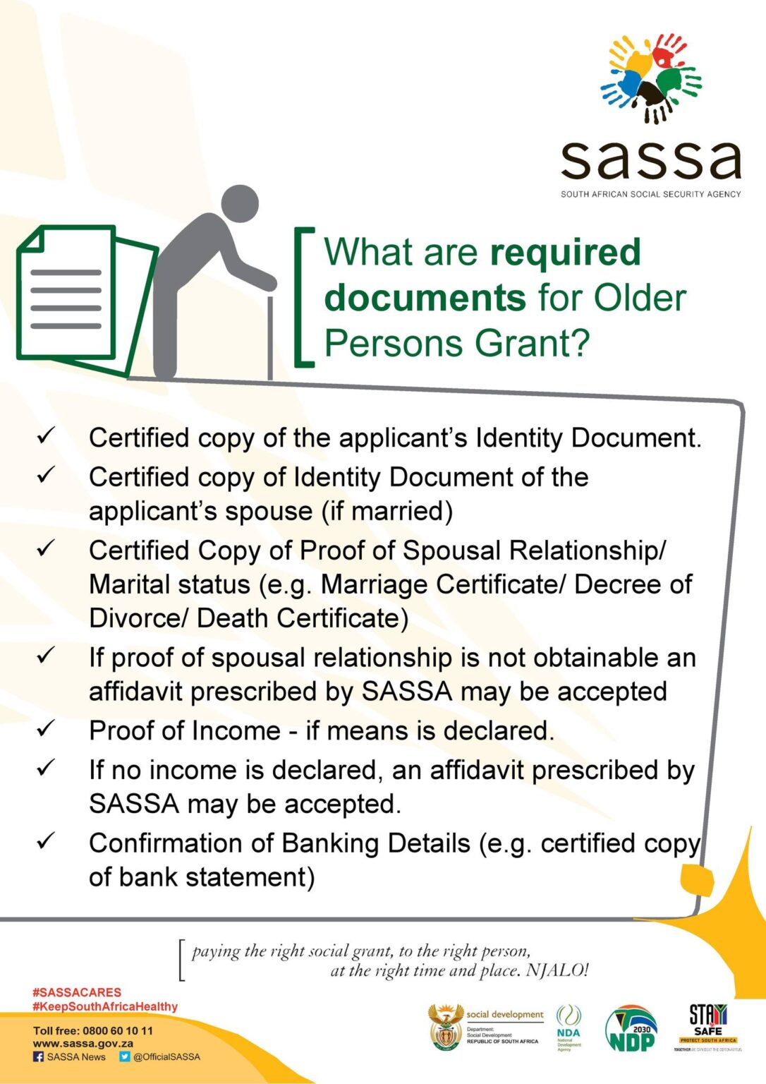 Required documents for Older Person’s Grant applications SASSA NEWS